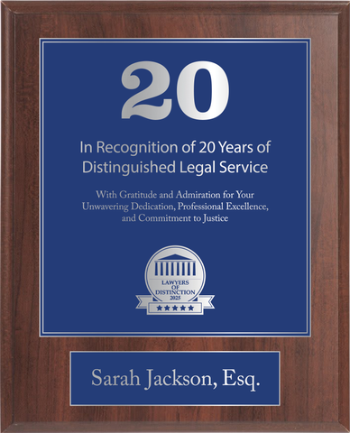 Silver Wood Custom Anniversary Recognition Plaque
