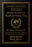 Gold Custom Anniversary Recognition Plaque